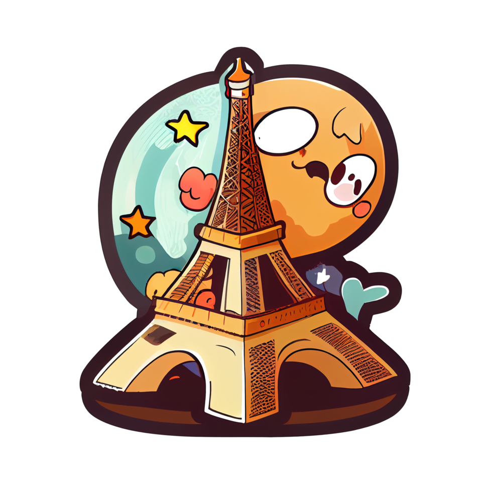 Free autocollant de dessin animé de la tour eiffel à paris, france 17333846  PNG with Transparent Background