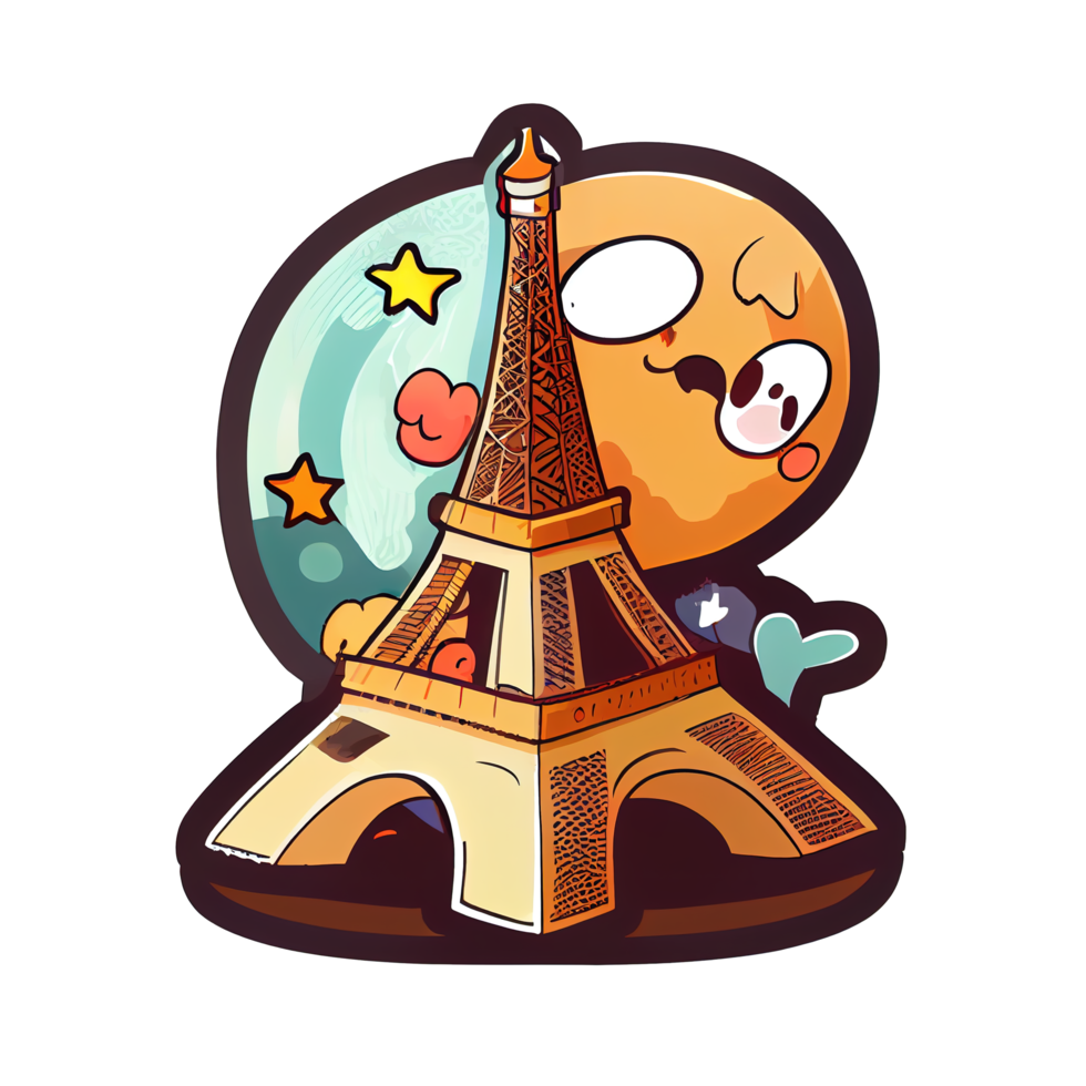 Cartoon sticker of The Eiffel Tower in Paris, France png