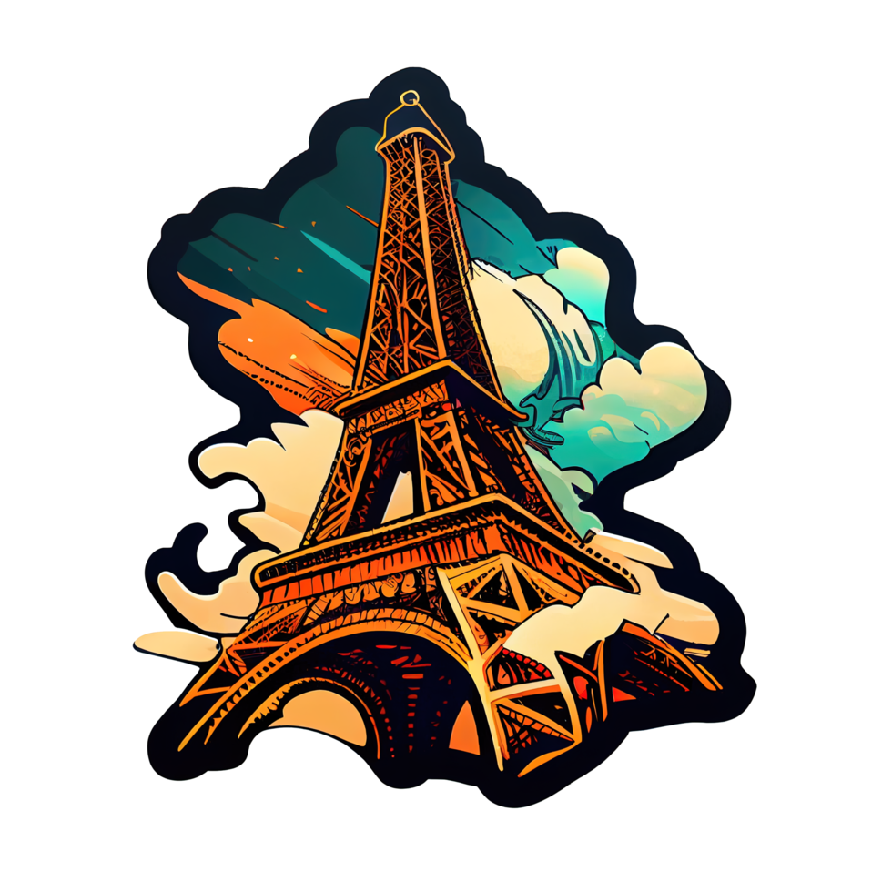 Cartoon sticker of The Eiffel Tower in Paris, France png