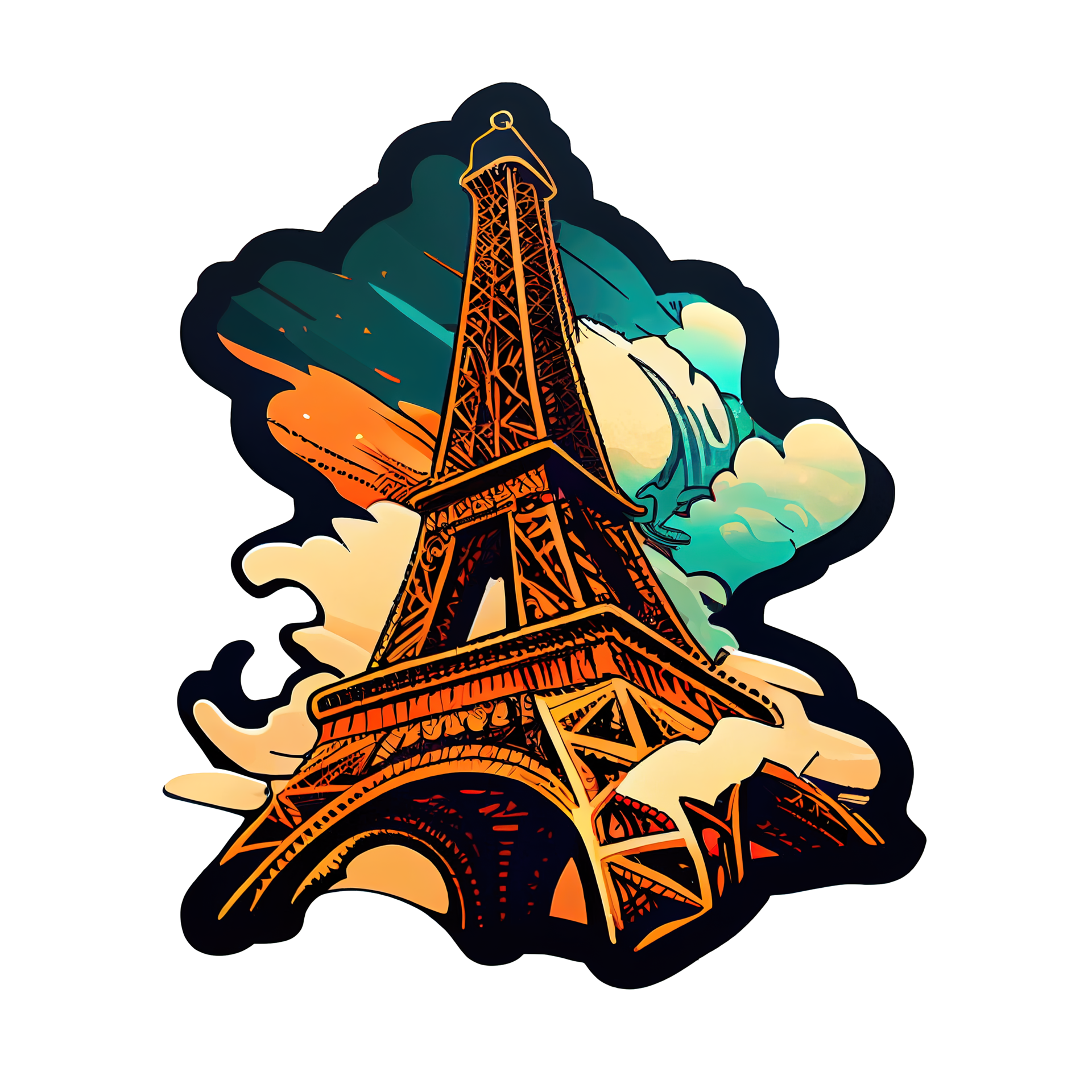 Free Cartoon sticker of The Eiffel Tower in Paris, France 17333848 PNG with  Transparent Background