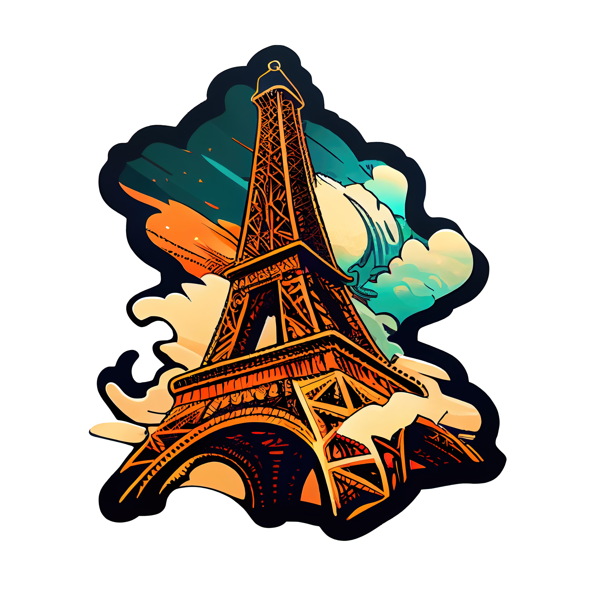 Sticker tour Eiffel design aquarelle