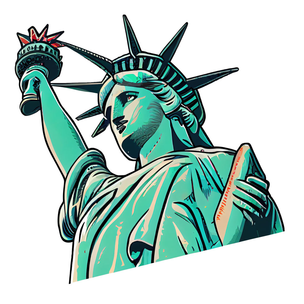 adesivo de desenho animado a estátua da liberdade em nova york png