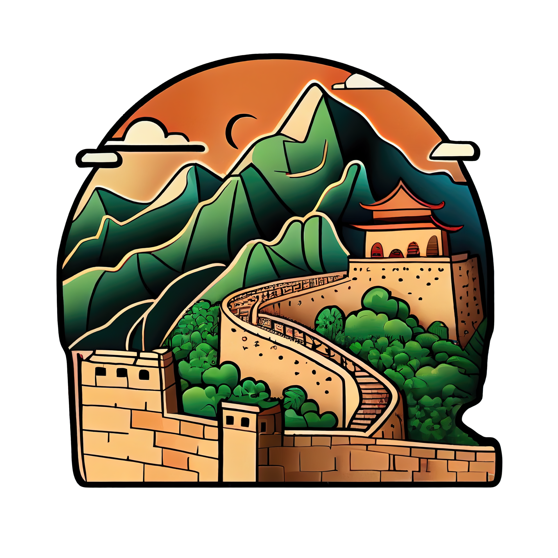 Free pegatina de dibujos animados de la gran muralla china, un hito famoso en china 17333859 PNG with Transparent Background Free pegatina de dibujos animados de la gran muralla china, un hito famoso en china 17333859 PNG with Transparent Background