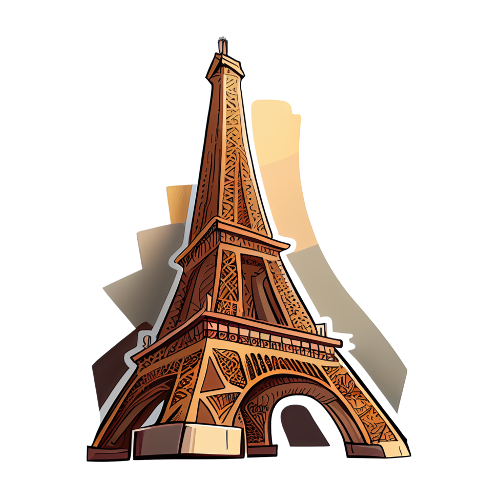 Cartoon sticker of The Eiffel Tower in Paris, France png