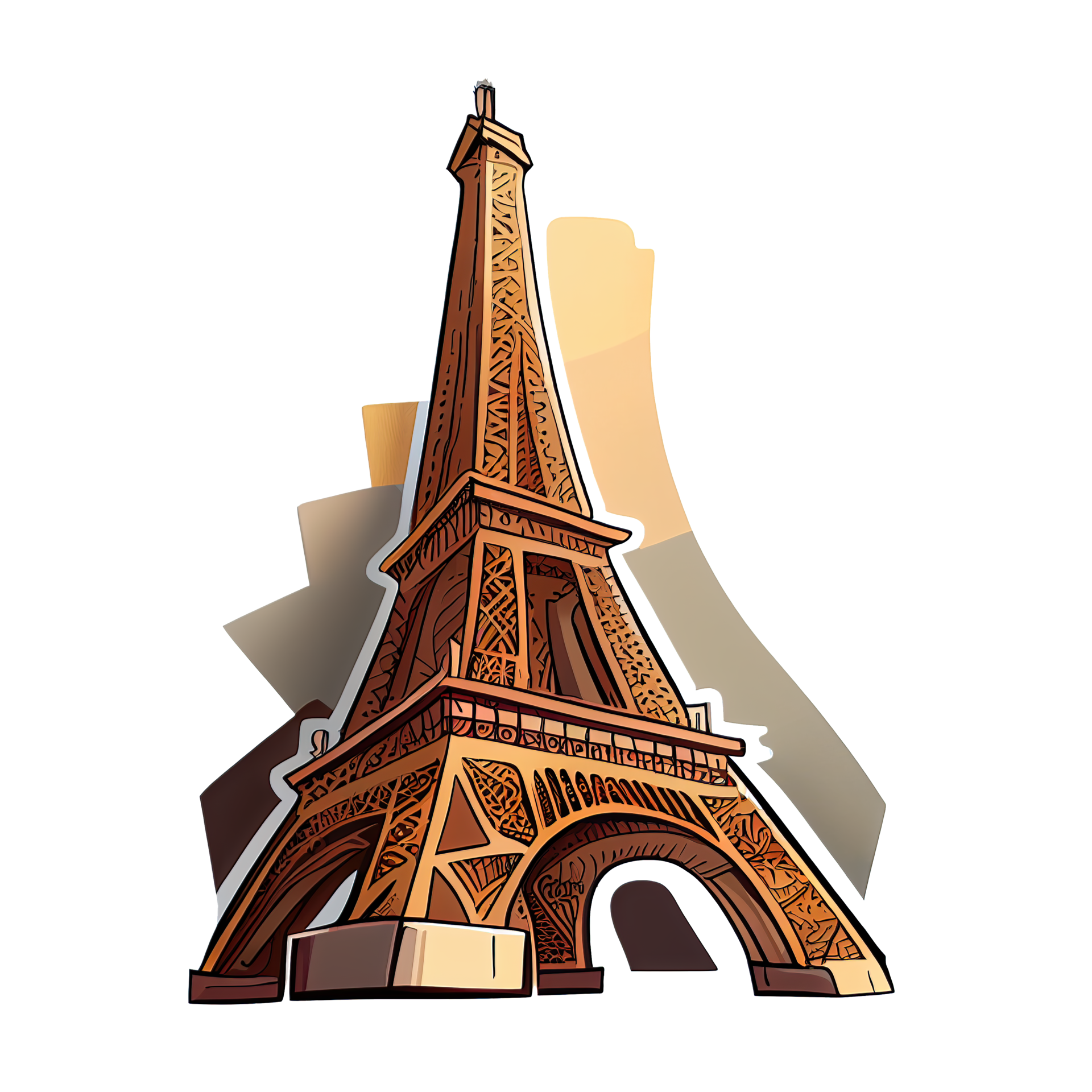 Free Cartoon sticker of The Eiffel Tower in Paris, France 17333861 PNG with  Transparent Background