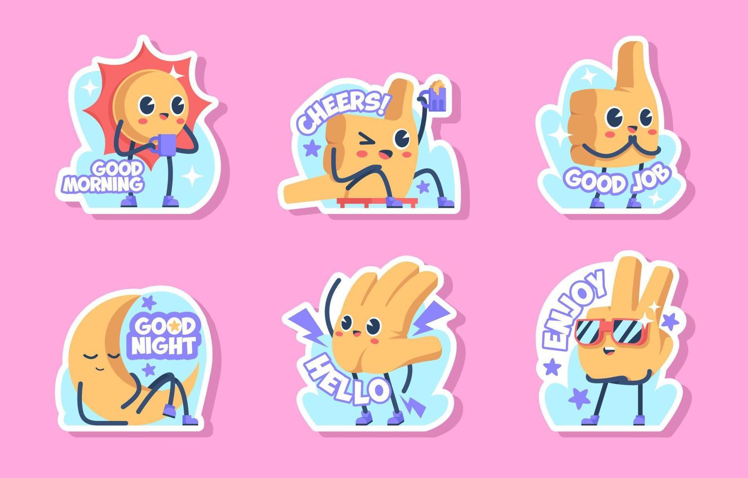 conjunto de pegatinas de chat de saludo vector