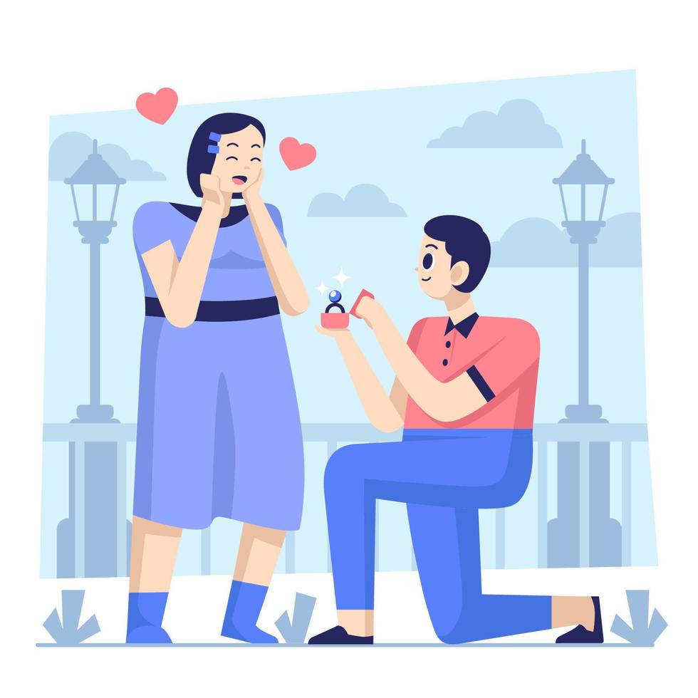 Man Give Proposal Ring for His Beloved Girl vector