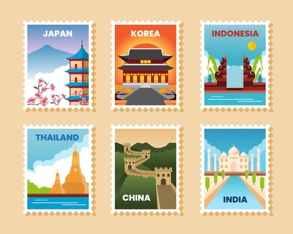 Traveling Stamp Stickers vector