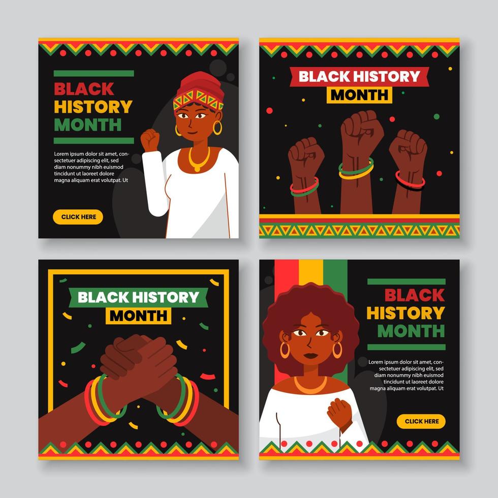 Black History Month Social Media Template vector