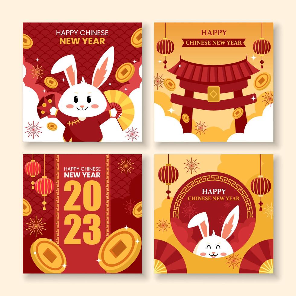 Chinese New Year Social Media Template vector