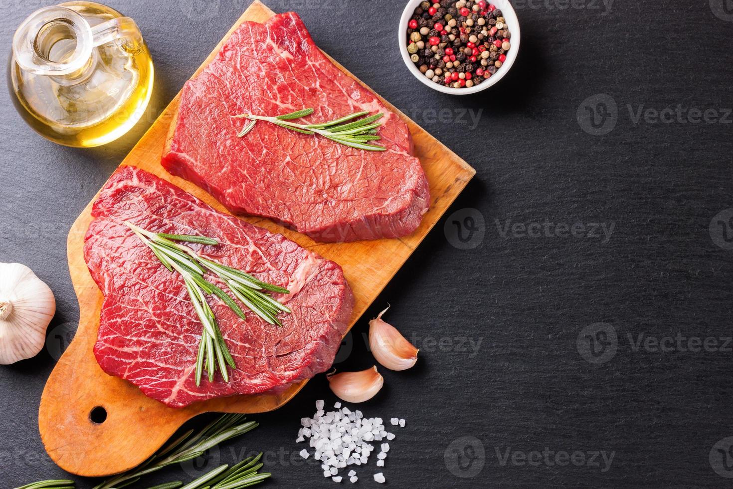 raw beef steak with spice photo