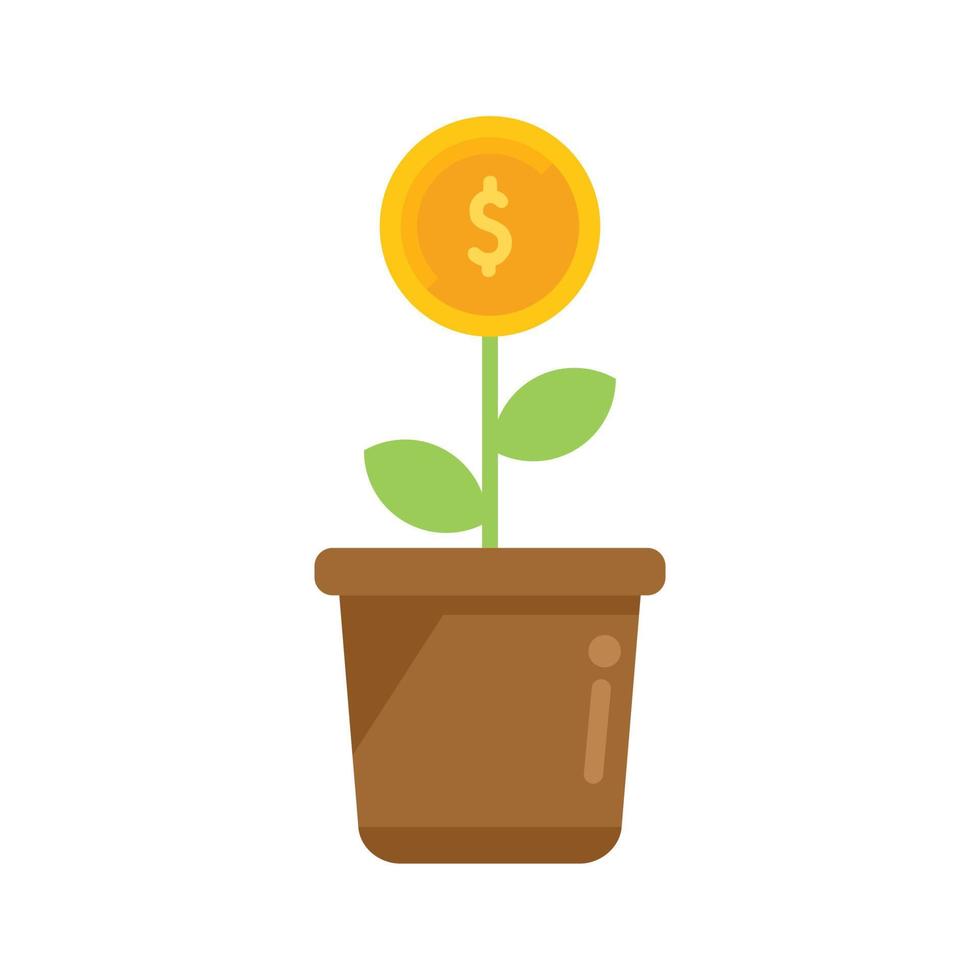 Monetize plant icon flat vector. Media increase vector