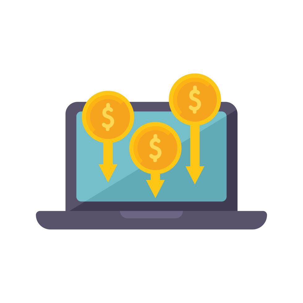 Laptop online profit icon flat vector. Social business vector