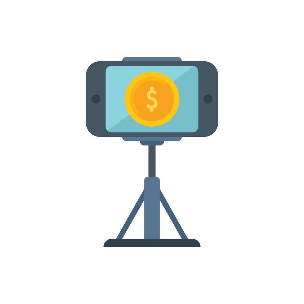 teléfono video monetizar icono vector plano. estrategia de audiencia