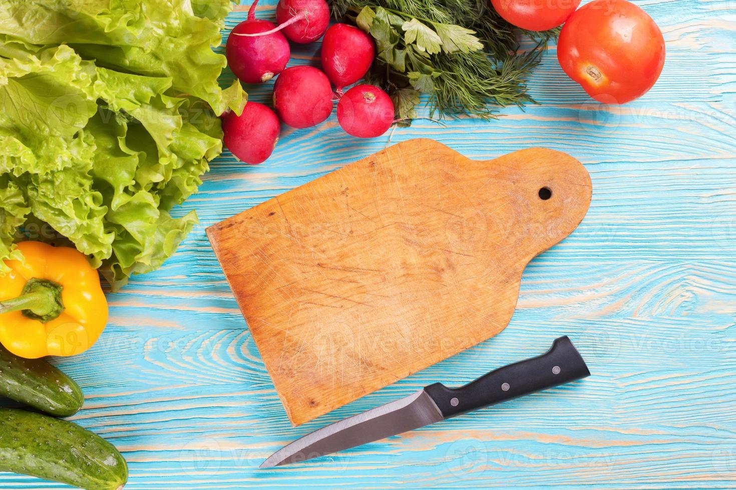 fresh vegetable on wooden background photo