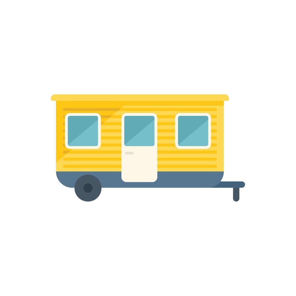 Camp trailer icon flat vector. Camper car vector