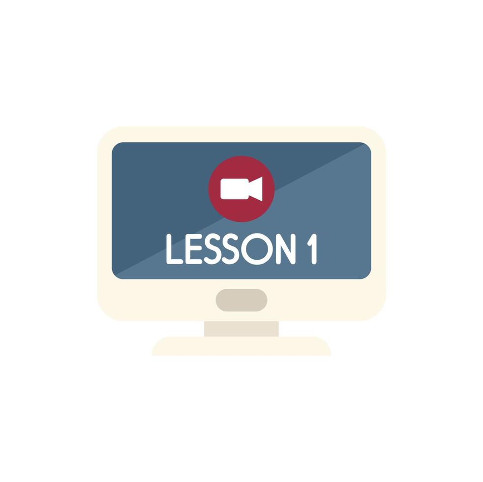 Online video lesson icon flat vector. Study book vector