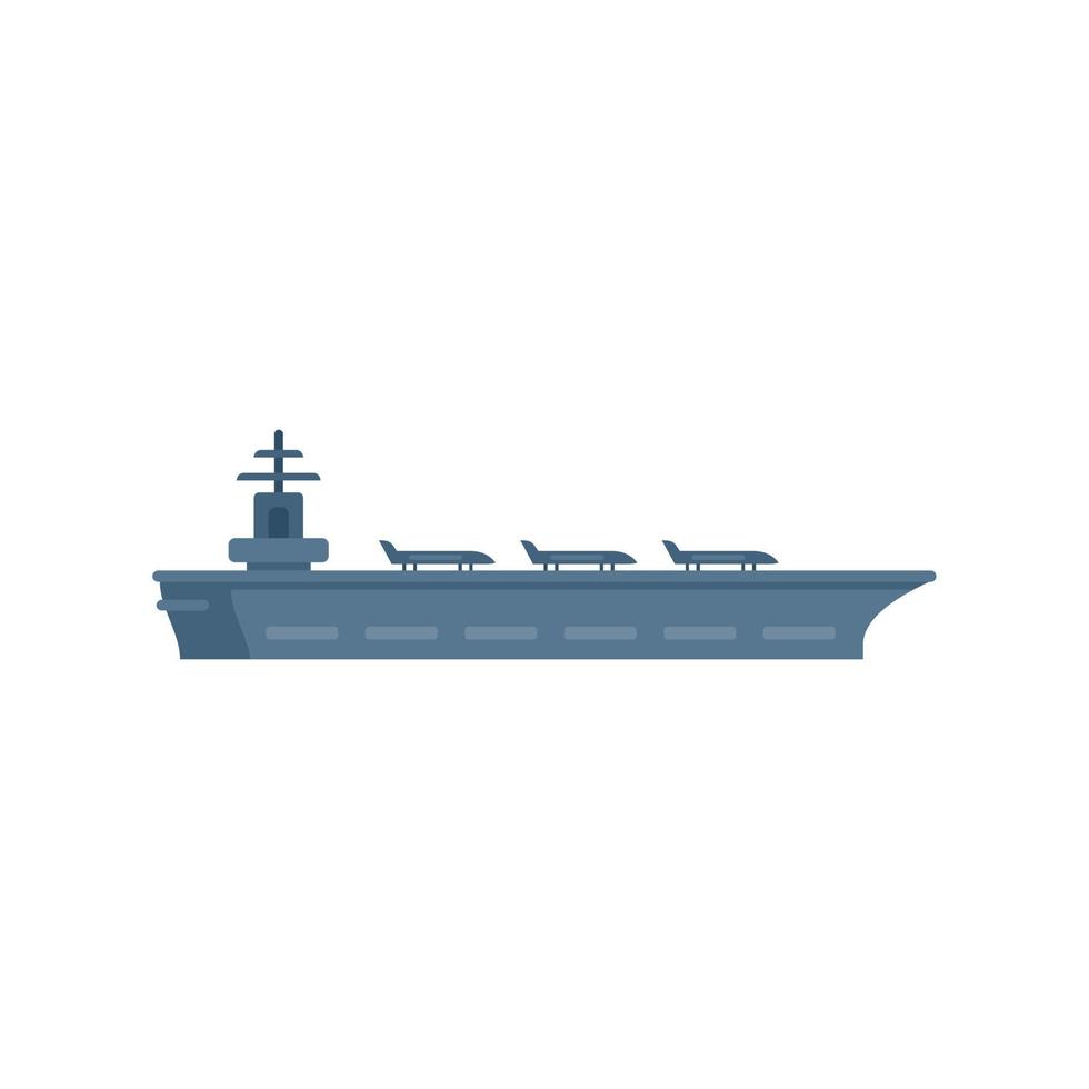 Combat aircraft carrier icon flat vector. Naval view vector