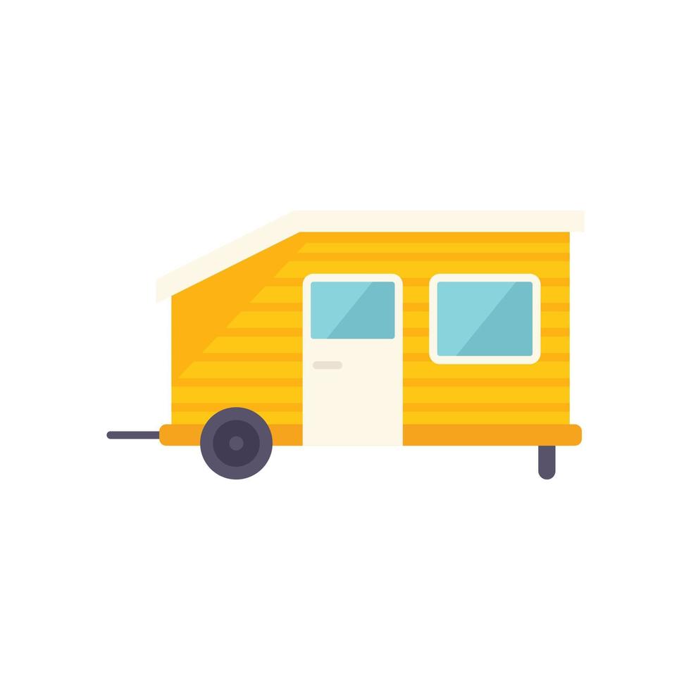 Travel trailer icon flat vector. Auto bus vector