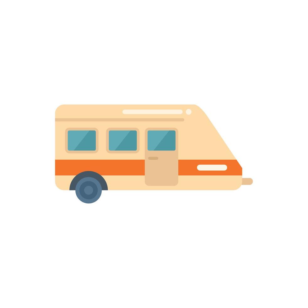 Camping car trailer icon flat vector. Caravan auto vector