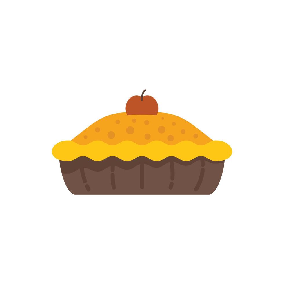 lindo icono de pastel de manzana vector plano. postre de pastel