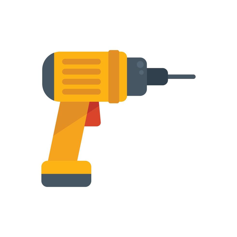 Bike electric drill icon flat vector. Fix service vector