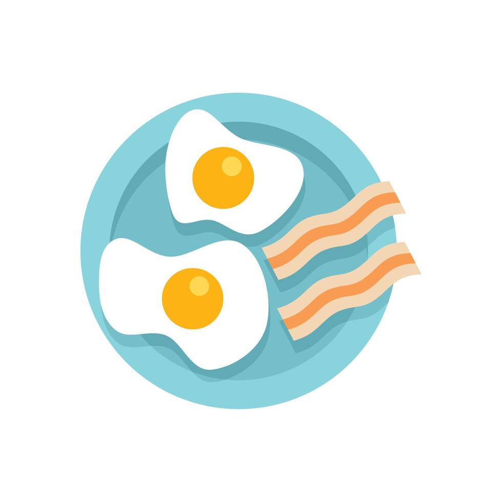 desayuno huevo frito tocino icono vector plano. plato de comida