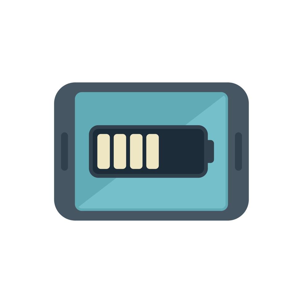 Tablet low battery icon flat vector. Mobile broken vector