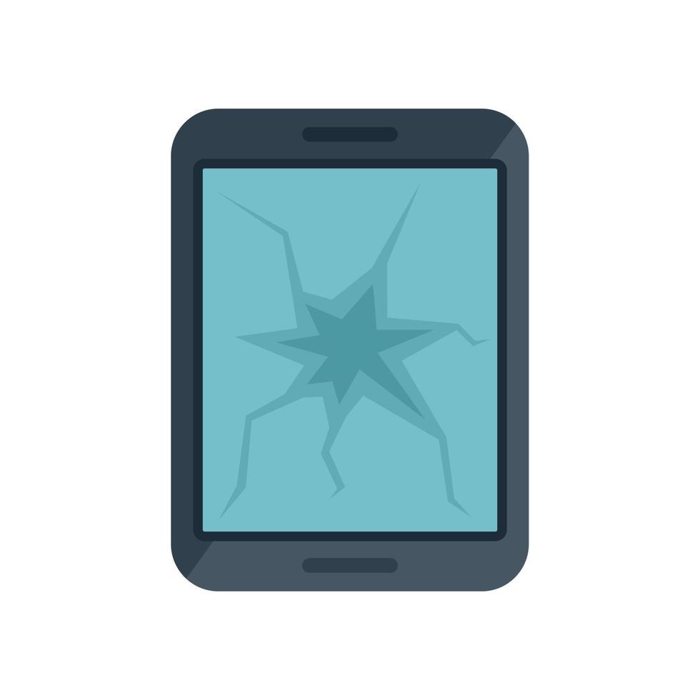Tablet broken screen icon flat vector. Repair mobile vector