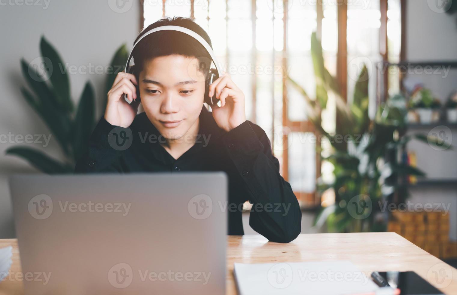 e-learning,online internet education and learning,learning new things,adding new career skills,personal development plan make business successful,Men use laptops to take digital courses photo