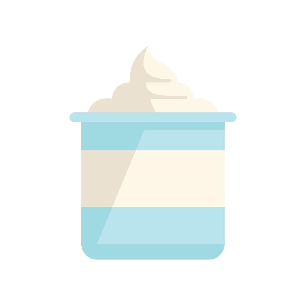 Cream healthy breakfast icon flat vector. Food plate vector