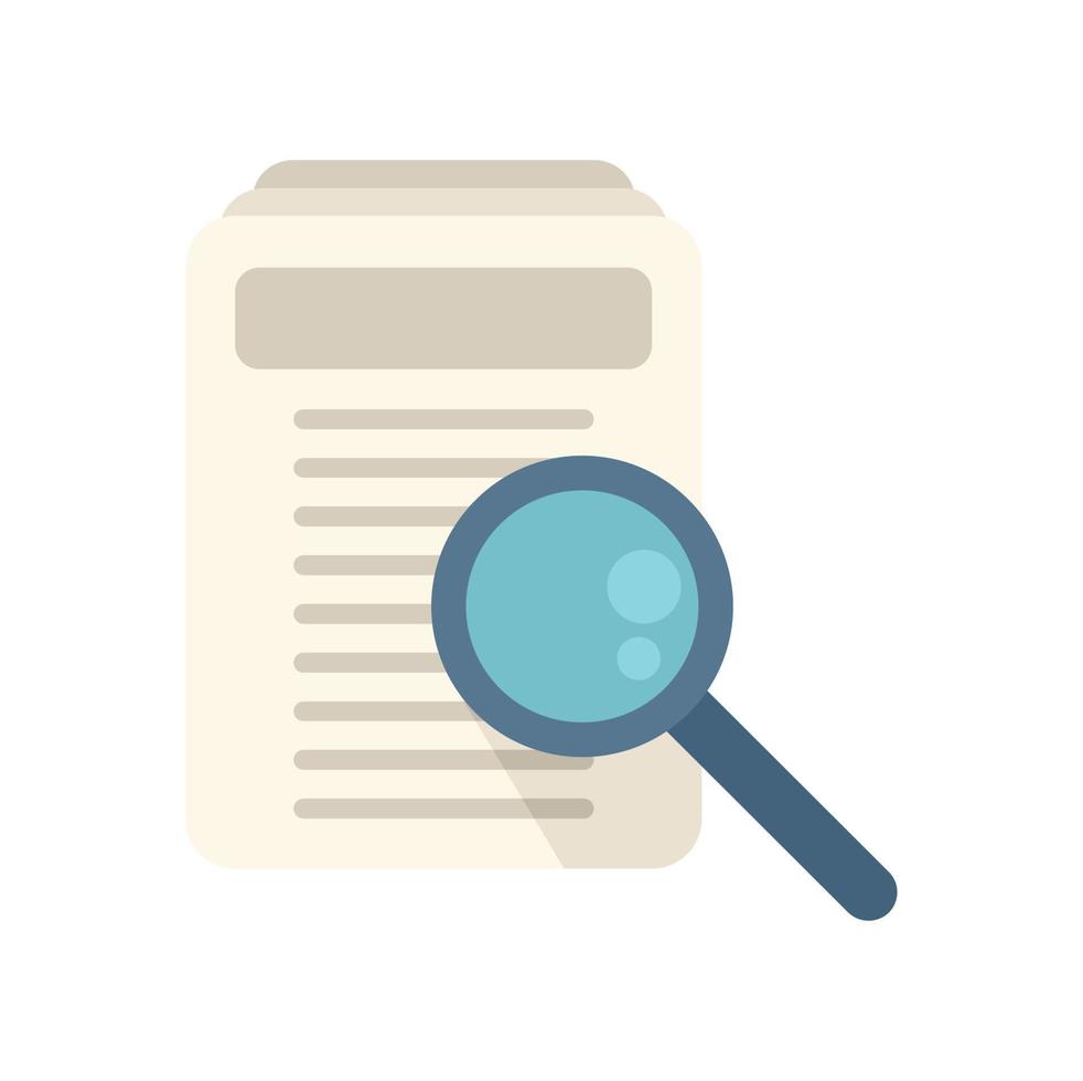 vector plano de icono de informe de búsqueda. papel comercial