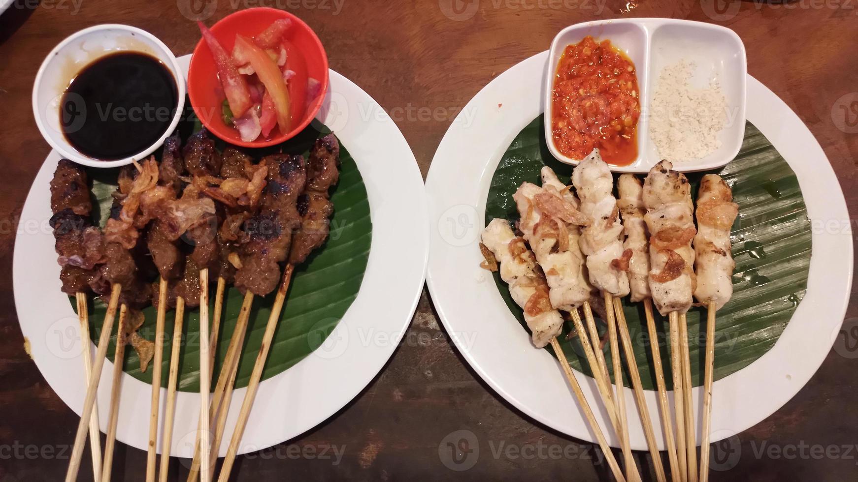Chicken grilled satay skewers photo