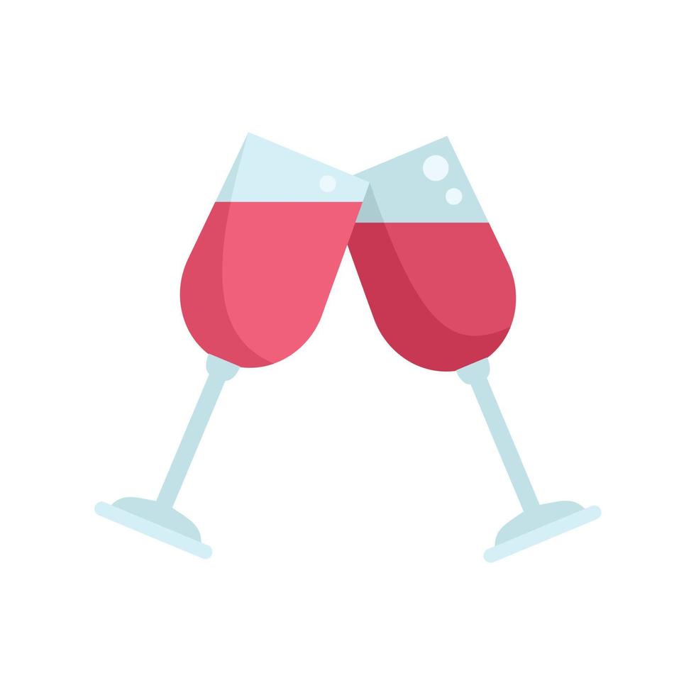 Wine cheers icon flat vector. Hand drink vector