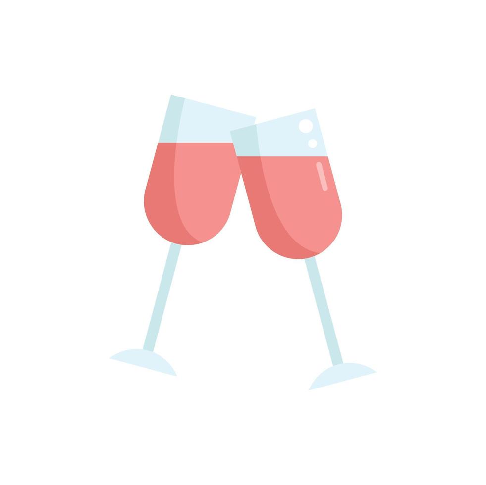 Wine cheers icon flat vector. Drink hand vector