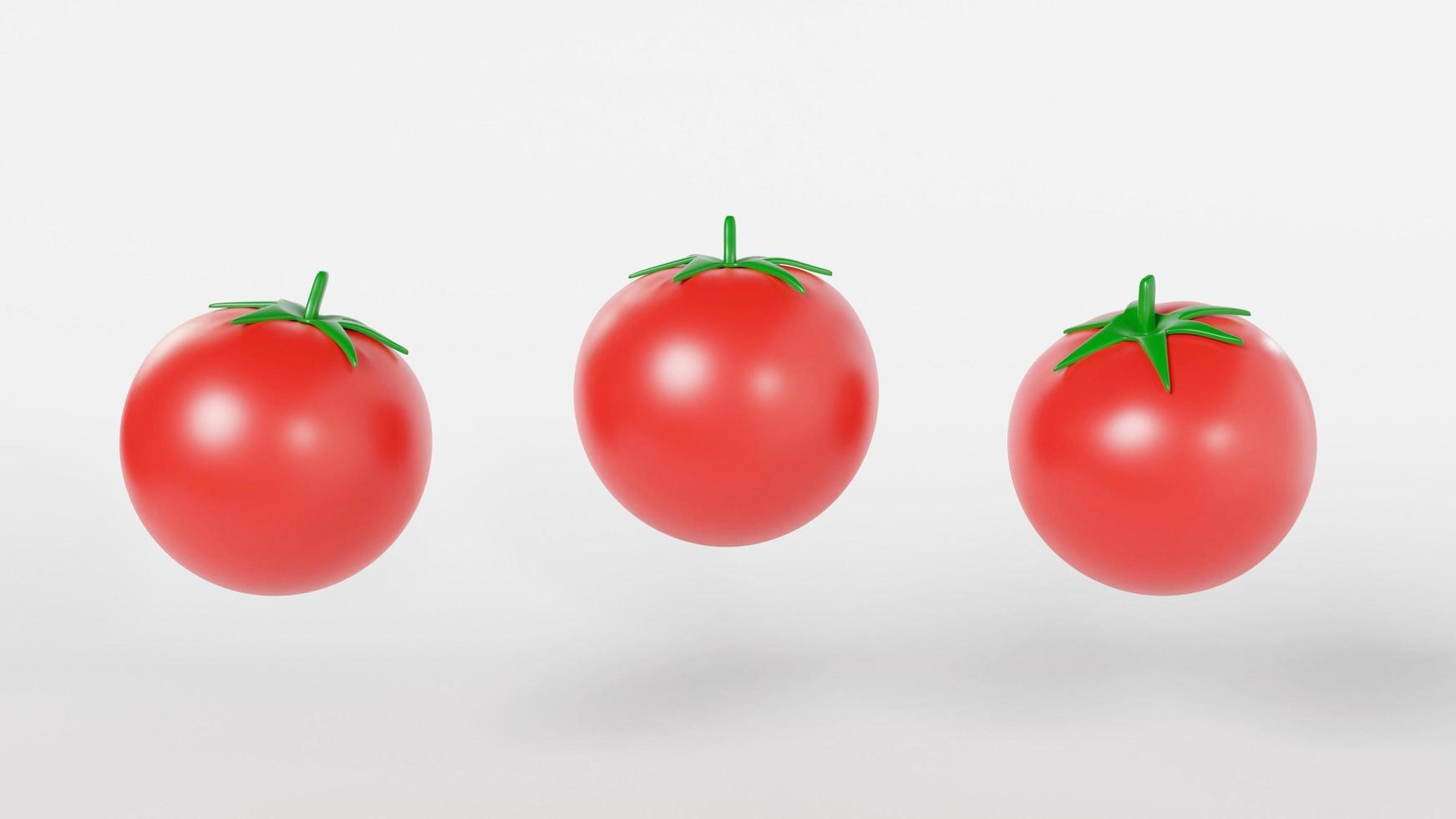 Fresh tomato isolated on white. Healthy and organic food. Vegan and juicy. Fruit and vegetable. 3D realistic render. photo