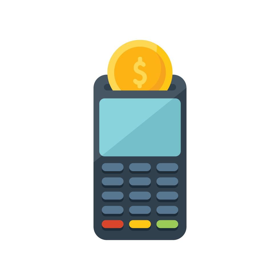 Pos terminal icon flat vector. Money pay vector