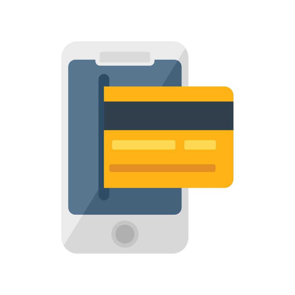 Mobile credit card icon flat vector. Money pay vector