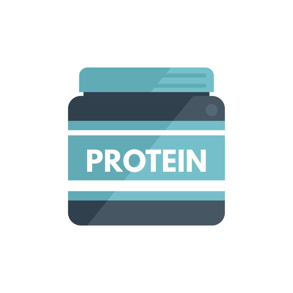 Protein mass icon flat vector. Sport container vector