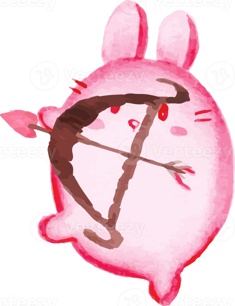illustratie van Valentijn roze konijn met boog liefde png