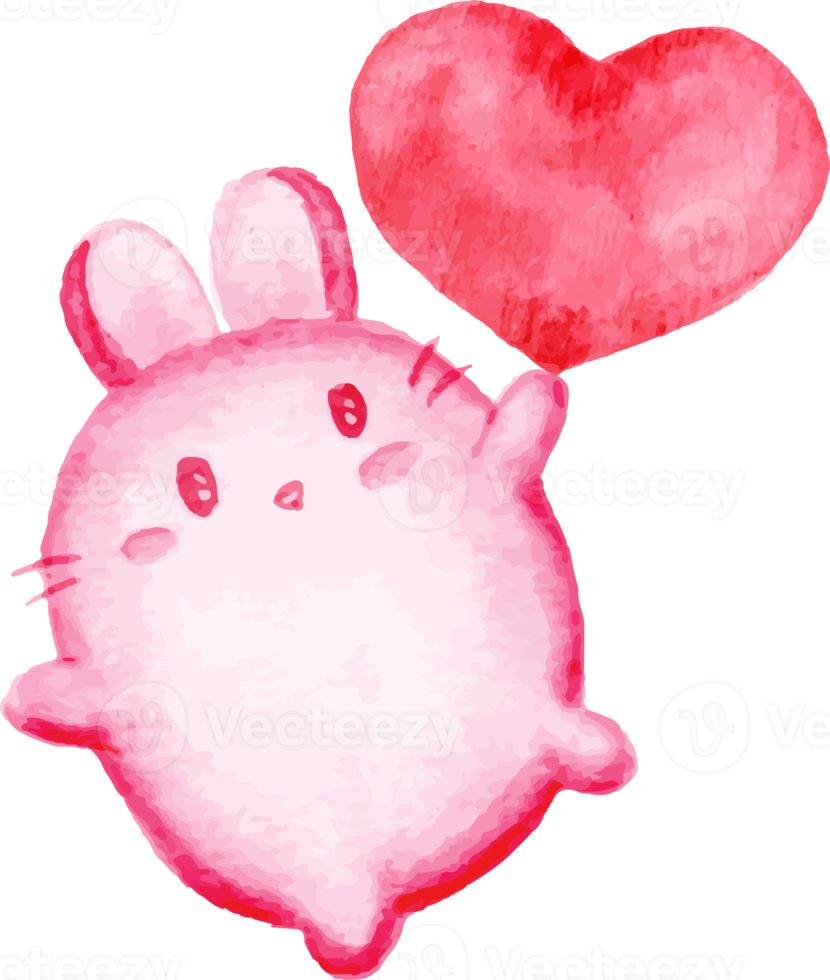 cute bunny with pink valentine heart png