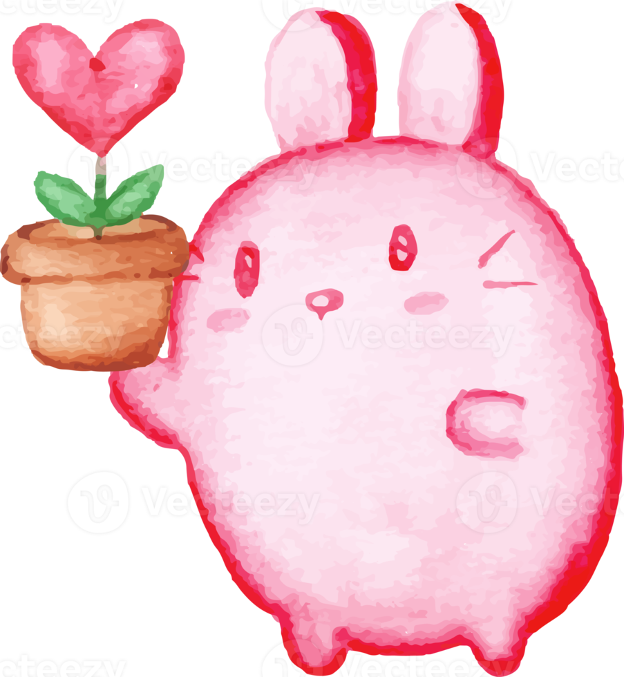 rosa kanin med hjärta blomma png