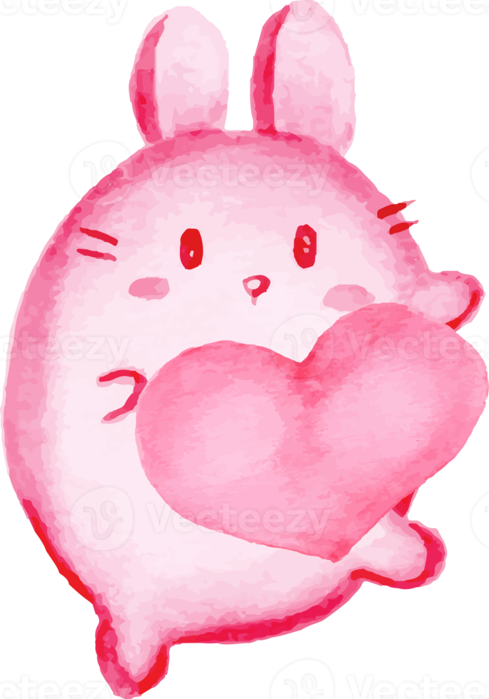 cute bunny with pink valentine heart png