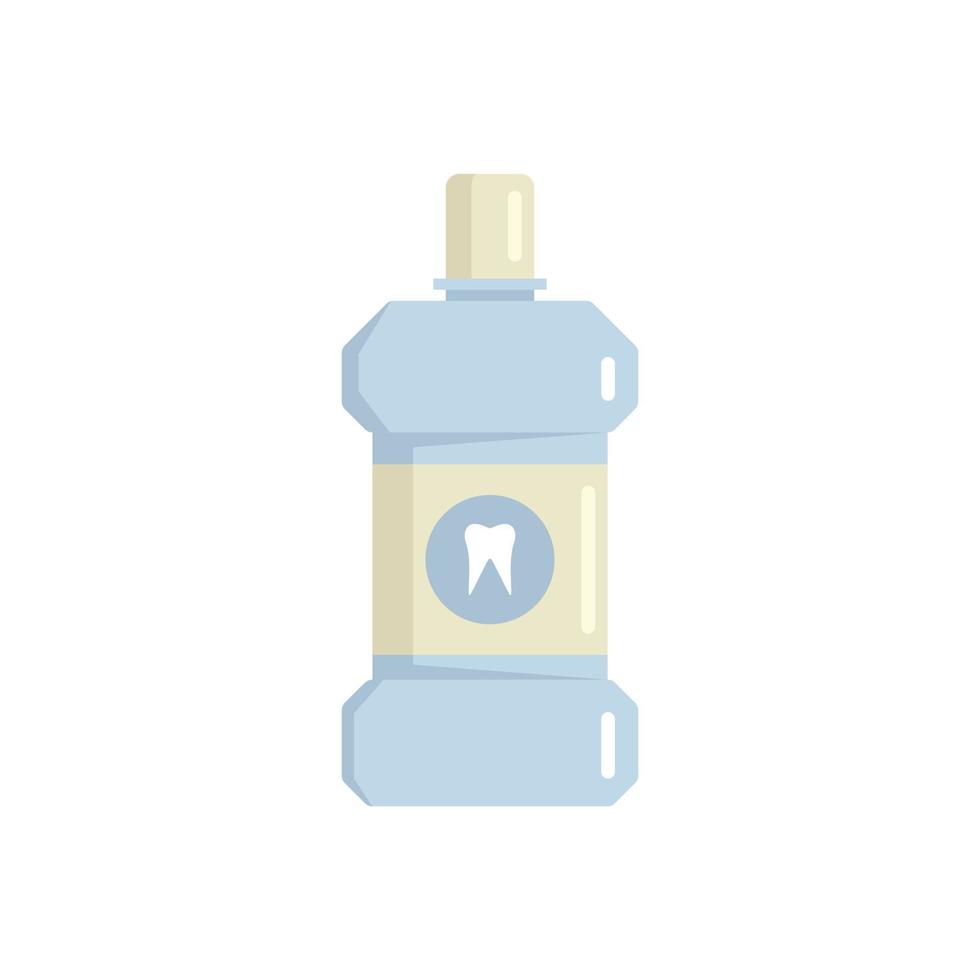 Mouthwash bottle icon flat vector. Dental product vector