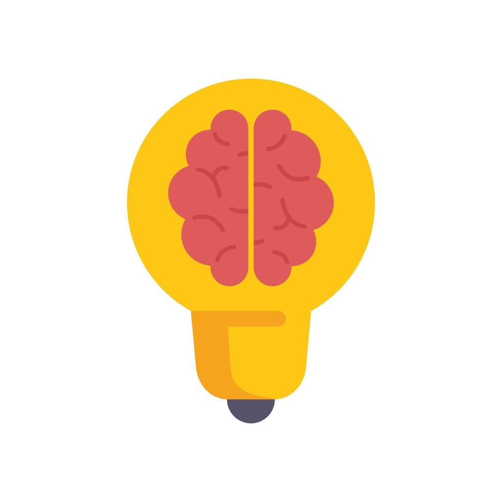 Brain idea icon flat vector. Mind goal vector