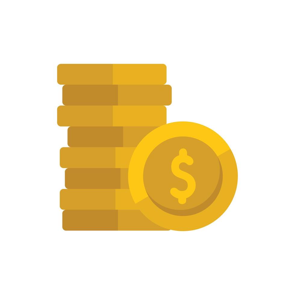 Coin stack icon flat vector. Finance payment vector