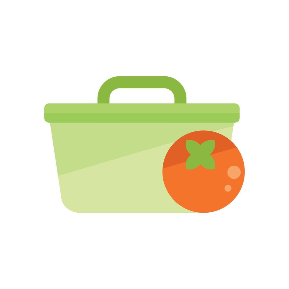 vector plano de icono de caja de almuerzo de tomate. comida saludable