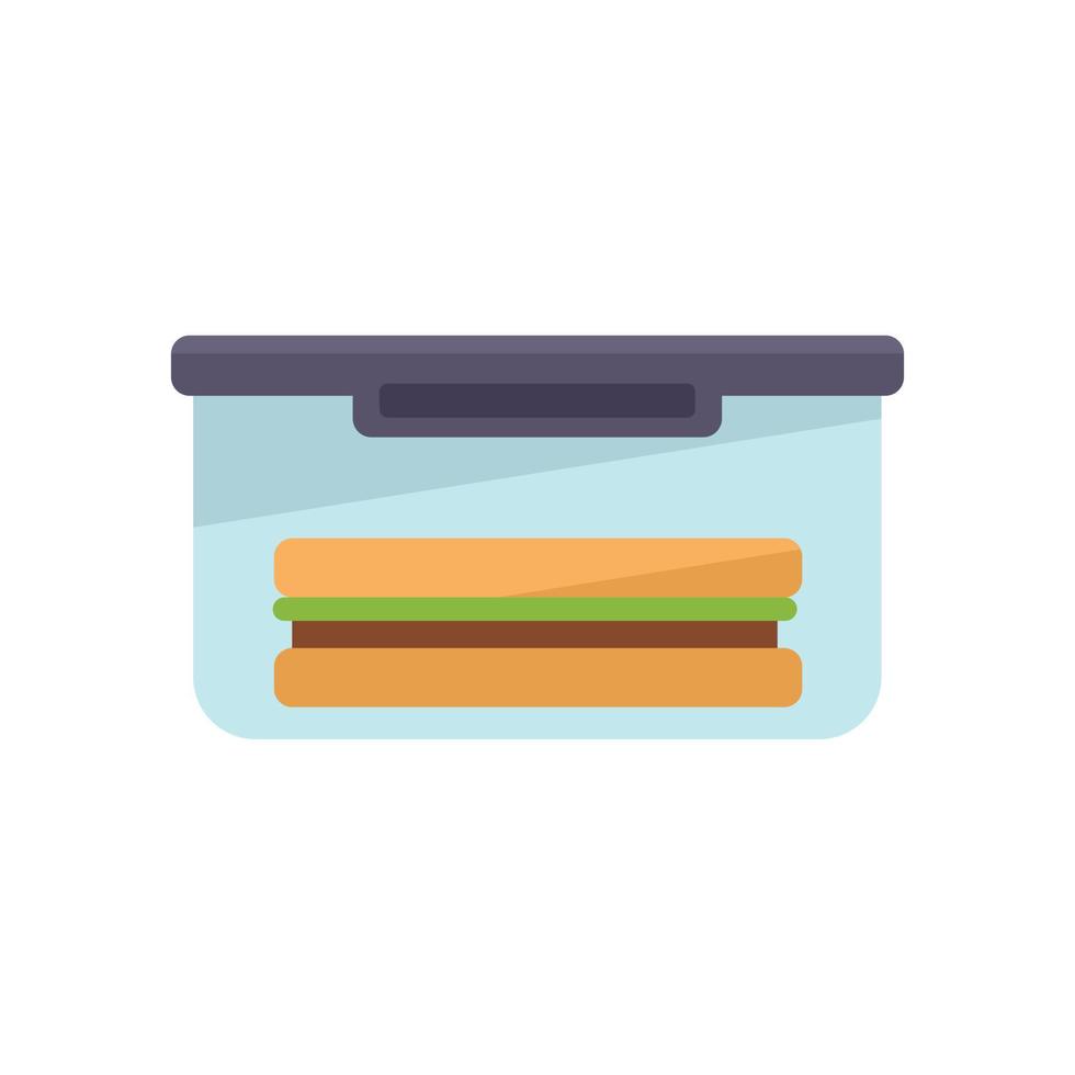 Sandwich lunch box icon flat vector. Dinner food vector