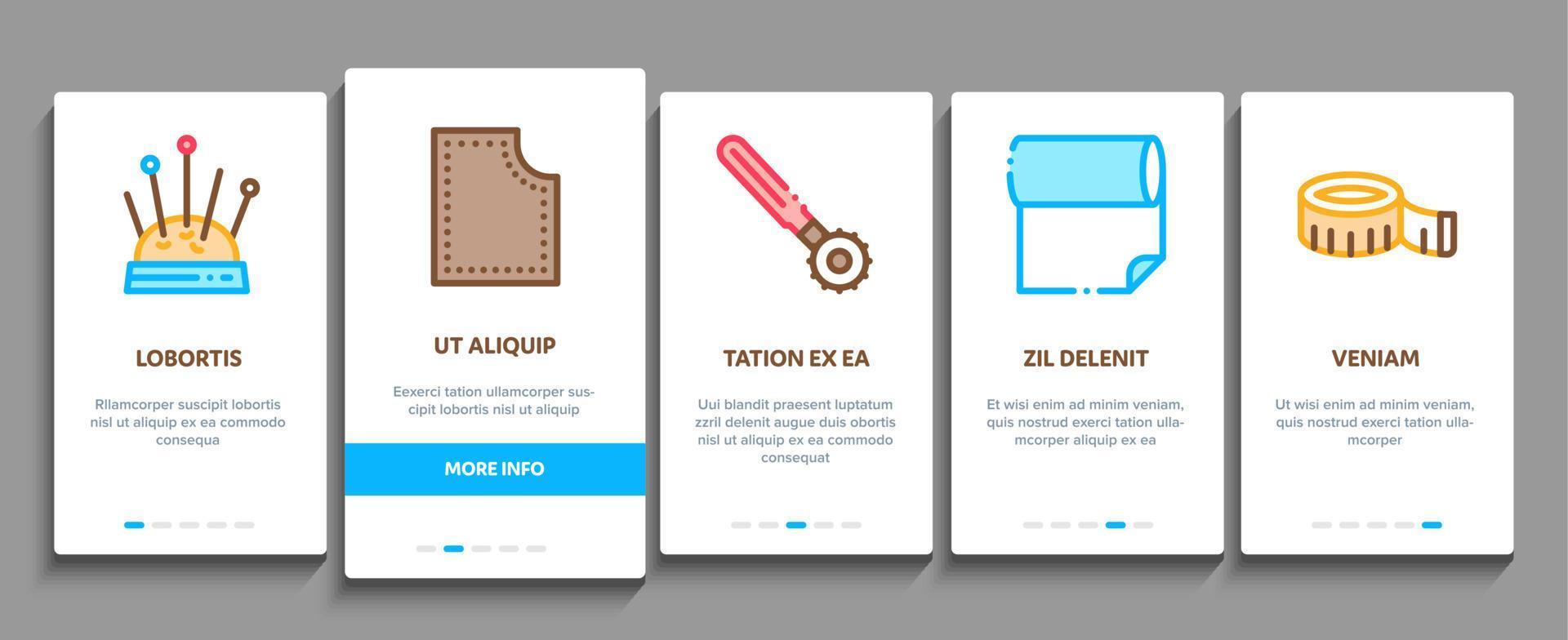 Sewing And Needlework Onboarding Elements Icons Set Vector