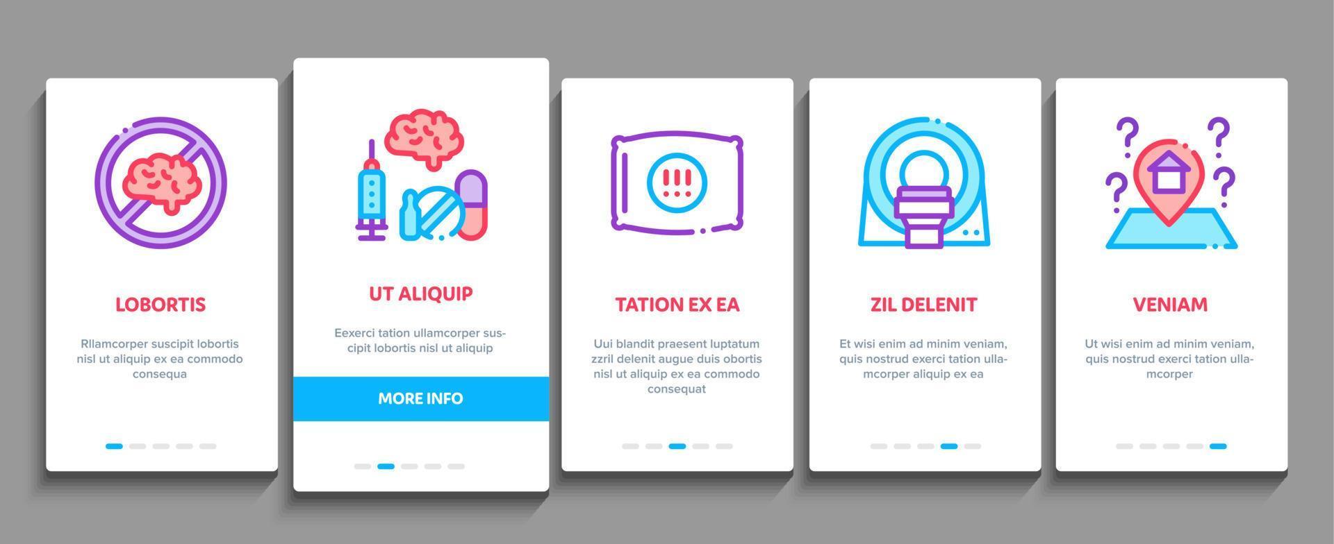 Alzheimers Disease Onboarding Elements Icons Set Vector